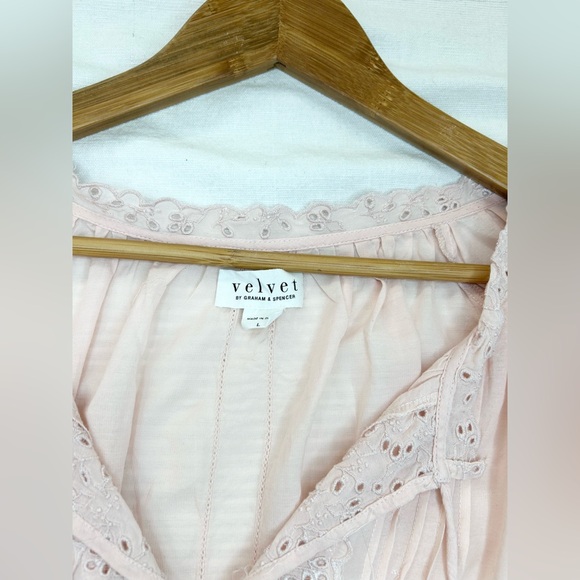 VELVET By Graham & Spencer Noely Eyelet Embroidered Blouse Dusty Rose - Picture 10 of 15